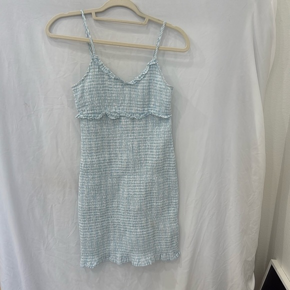Cotton On Dress White turquoise bodycon with adjustable straps and ruffles sml - Picture 1 of 5